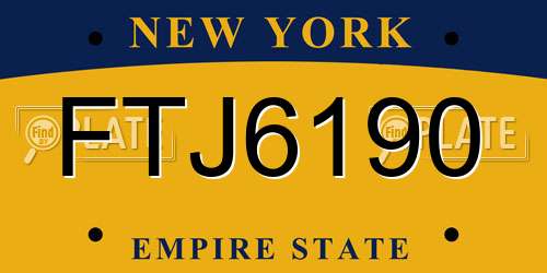 FTJ6190 New York License Plate