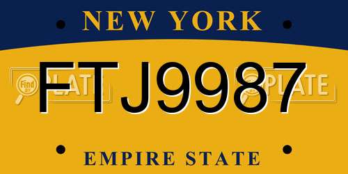 FTJ9987 New York License Plate