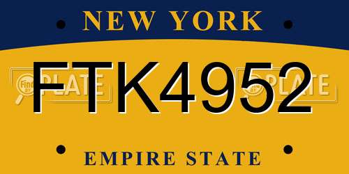 FTK4952 New York License Plate