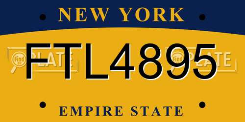 FTL4895 New York License Plate