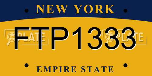 FTP1333 New York License Plate
