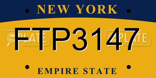 FTP3147 New York License Plate