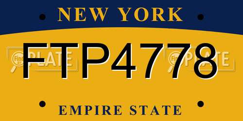 FTP4778 New York License Plate