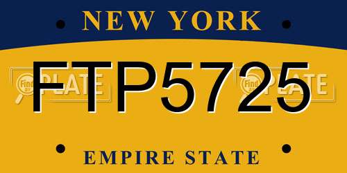 FTP5725 New York License Plate
