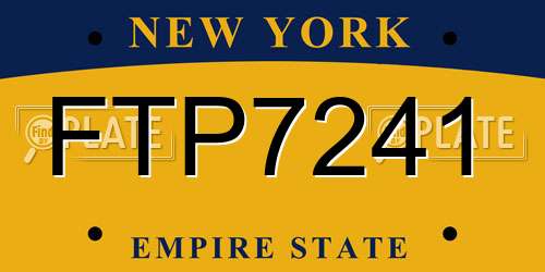 FTP7241 New York License Plate