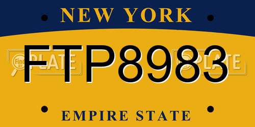 FTP8983 New York License Plate