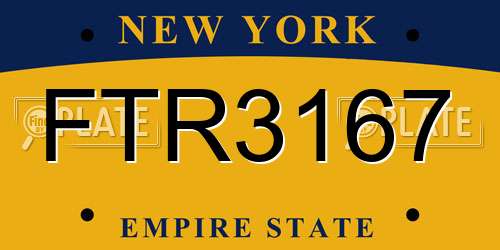FTR3167 New York License Plate