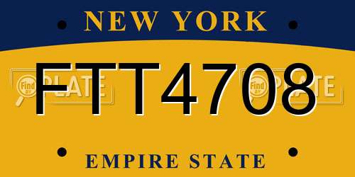 FTT4708 New York License Plate