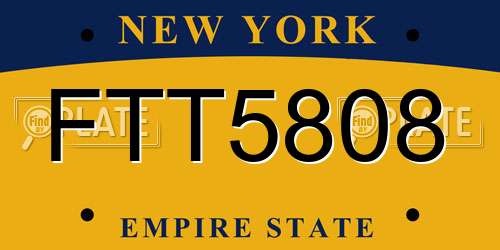 FTT5808 New York License Plate