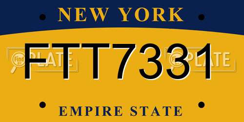 FTT7331 New York License Plate