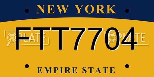 FTT7704 New York License Plate