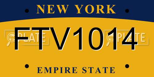 FTV1014 New York License Plate
