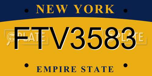 FTV3583 New York License Plate