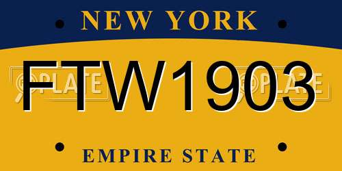 FTW1903 New York License Plate