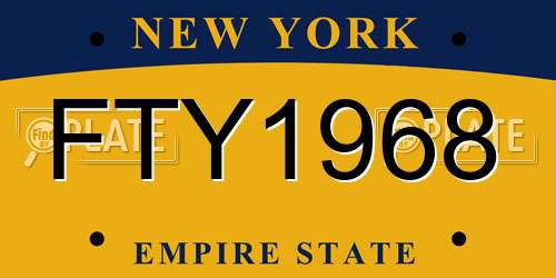 FTY1968 New York License Plate