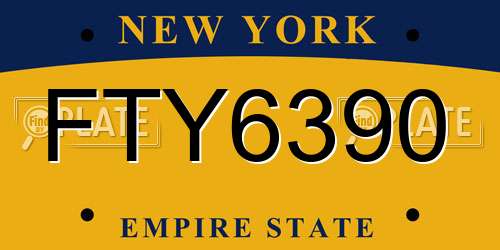 FTY6390 New York License Plate
