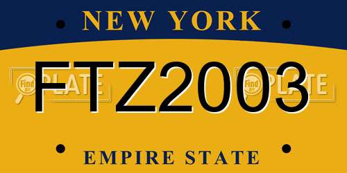 FTZ2003 New York License Plate
