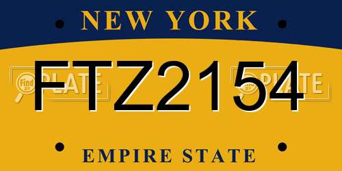 FTZ2154 New York License Plate