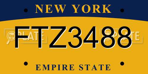FTZ3488 New York License Plate