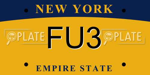 FU3 New York License Plate