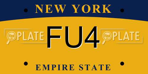 FU4 New York License Plate