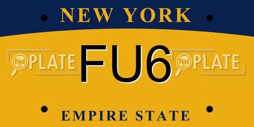 FU6 New York License Plate