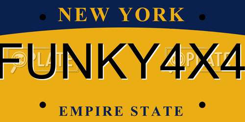 FUNKY4X4 New York License Plate