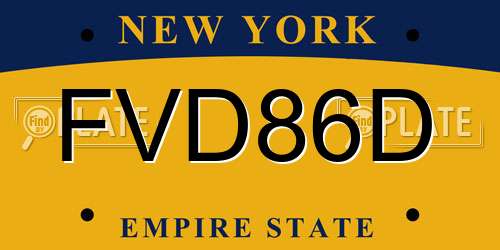FVD86D New York License Plate