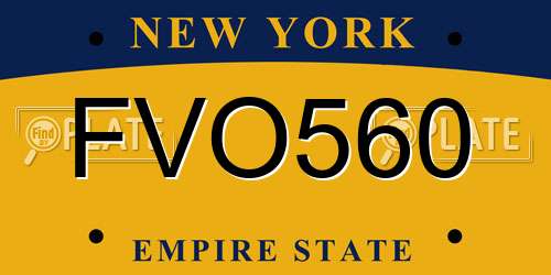 FVO560 New York License Plate