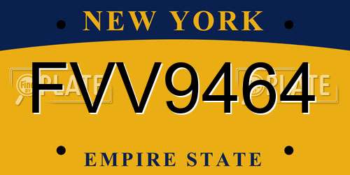 FVV9464 New York License Plate