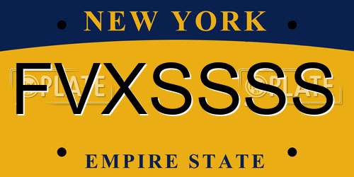 FVXSSSS New York License Plate