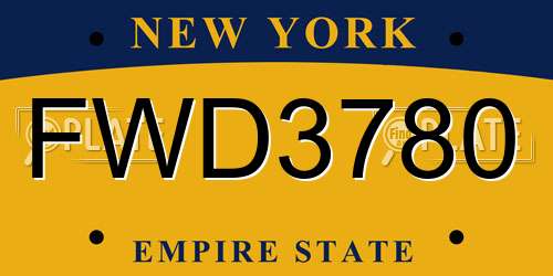 FWD3780 New York License Plate