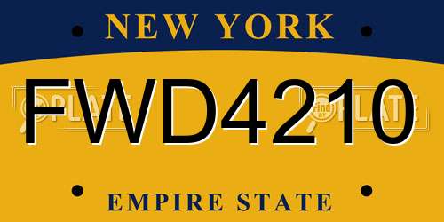 FWD4210 New York License Plate