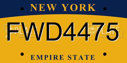 FWD4475 New York License Plate