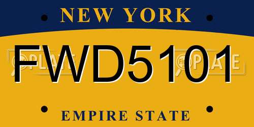 FWD5101 New York License Plate