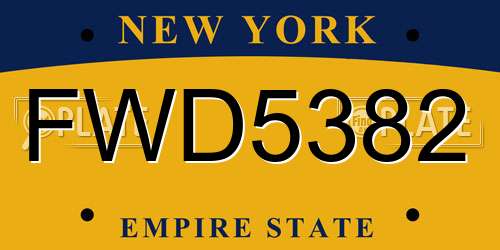 FWD5382 New York License Plate
