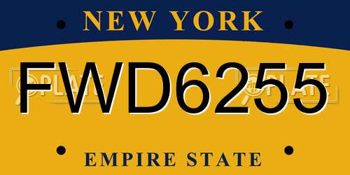 FWD6255 New York License Plate