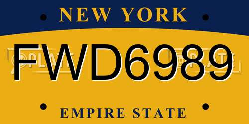 FWD6989 New York License Plate