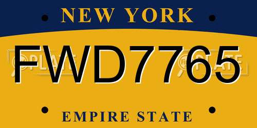 FWD7765 New York License Plate