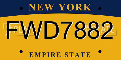 FWD7882 New York License Plate