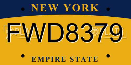 FWD8379 New York License Plate