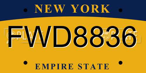 FWD8836 New York License Plate