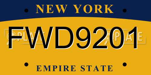 FWD9201 New York License Plate