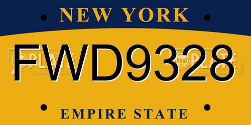 FWD9328 New York License Plate