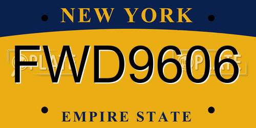 FWD9606 New York License Plate
