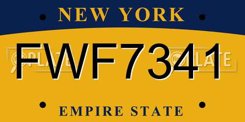 FWF7341 New York License Plate