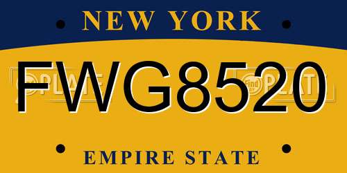 FWG8520 New York License Plate