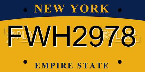 FWH2978 New York License Plate
