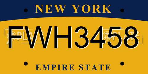 FWH3458 New York License Plate