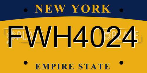 FWH4024 New York License Plate